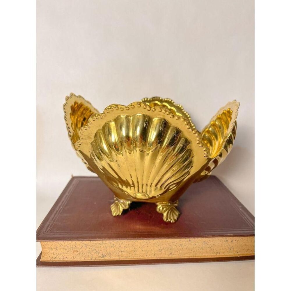 Brass art deco bowl planter